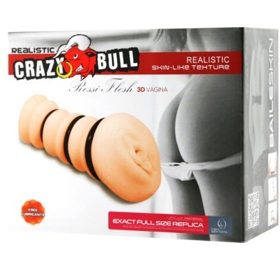 Embalagem do brinquedo sexual Realistic Crazy Bull com réplica em silicone e imagem de mulher de costas