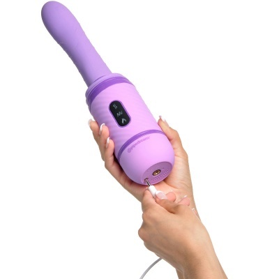 Vibrador roxo com botões e carregamento USB branco