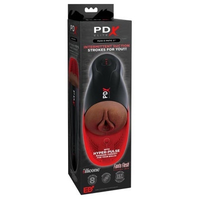Embalagem preta de produto PDX Elite com imagem de dispositivo vermelho e preto