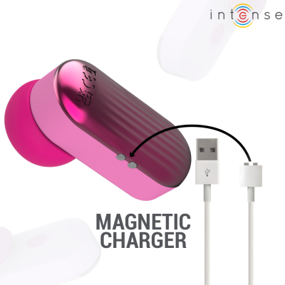 Auricular wireless rosa com cabo de carregamento magnético USB