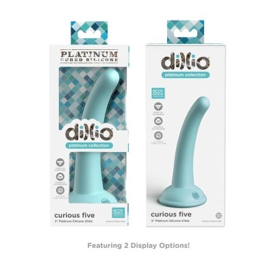 Embalagem com dildo azul claro de silicone platinum collection