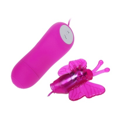 Vibrador rosa em forma de borboleta com controlador rosa