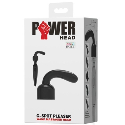 Embalagem branca com massajador preto Power Head G-Spot Pleaser da BAILE