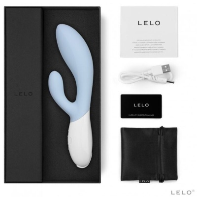 Conjunto vibrador azul LELO com acessórios e caixa preta