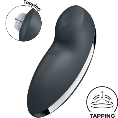 Dispositivo ergonómico preto e branco com função de tapping
