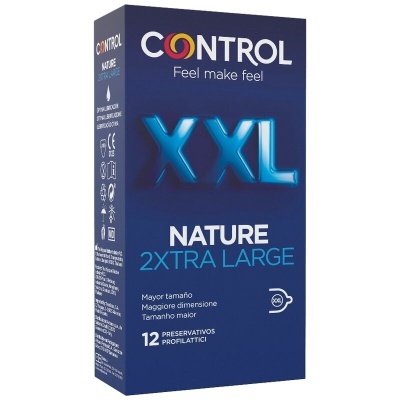 Caixa azul de preservativos Control Nature XXL 2XTRA LARGE com 12 unidades