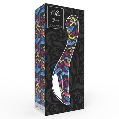 Embalagem preta com padrões florais coloridos e texto do produto Mia Daxon G-SPOT STIMULATOR