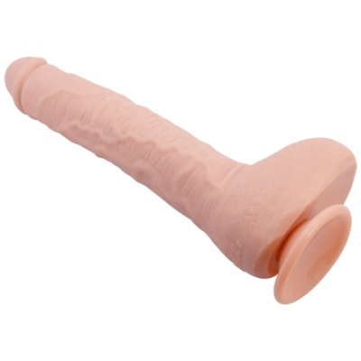 Objeto alongado rosa com textura e ventosa na base