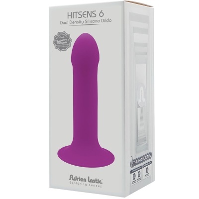 embalagem do dildo HITSENS 6 roxo em silicone com base larga