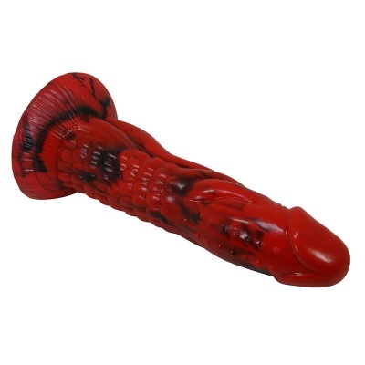 Dildo vermelho com textura e base larga