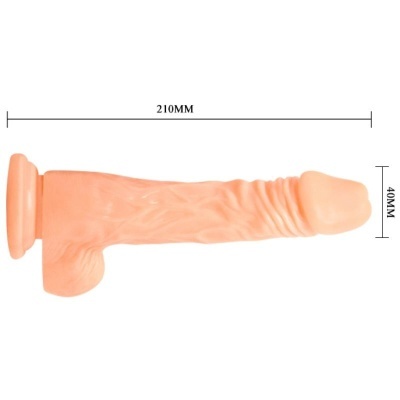 Dildo cor de pele em silicone com base sugadora e medidas indicadas