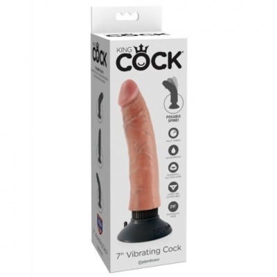 Caixa branca com vibrador realista King Cock 7 polegadas com ventosa preta
