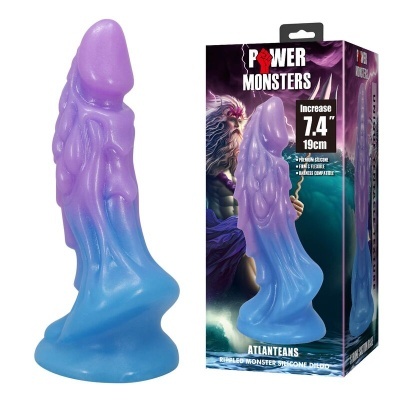 Dildo roxo e azul com embalagem Power Monsters Atlanteans