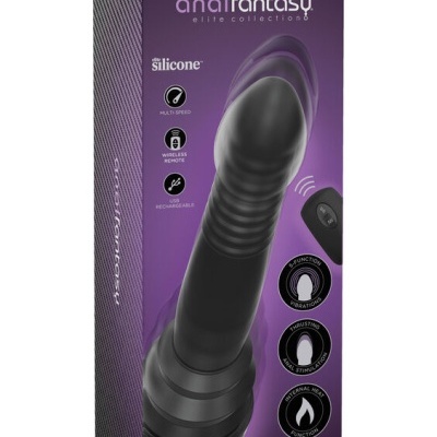 Embalagem de produto vibratório anal de silicone preto com controle remoto