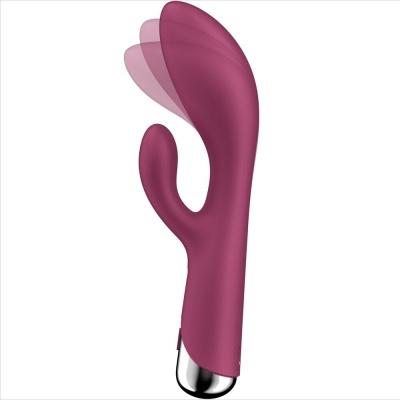 Vibrador duplo vermelho vinho em fundo branco