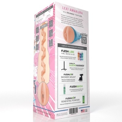Embalagem de masturbador masculino Lexi Amakura com textura Dojikko em tons de rosa