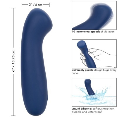 Vibrador azul escuro de silicone líquido com 15,25 cm de comprimento