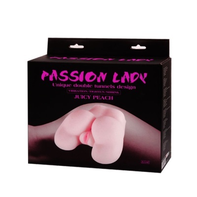 Embalagem preta com texto rosa e branco e imagem do produto rosa claro