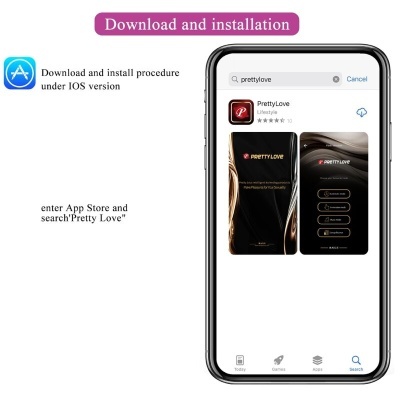 iPhone mostrando app PrettyLove na App Store com instruções de instalação