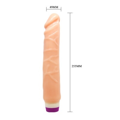 Vibrador realista cor de pele com base roxa e branca