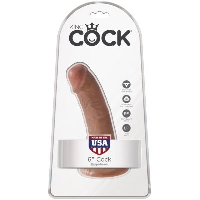 Dildo realista castanho em embalagem branca KING COCK 6 polegadas