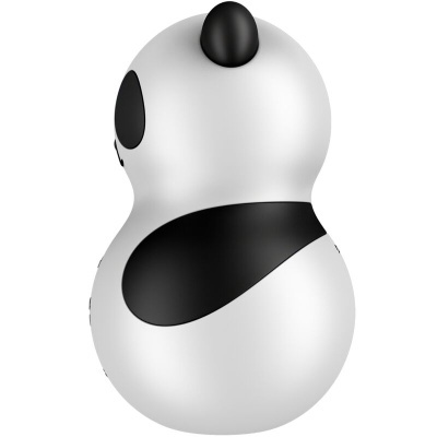 Figura decorativa panda branco e preto com corpo redondo