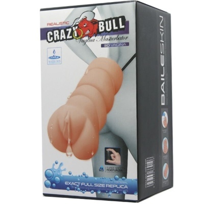 Embalagem de masturbador masculino Crazy Bull Realistic 3D VAGINA cor pele.