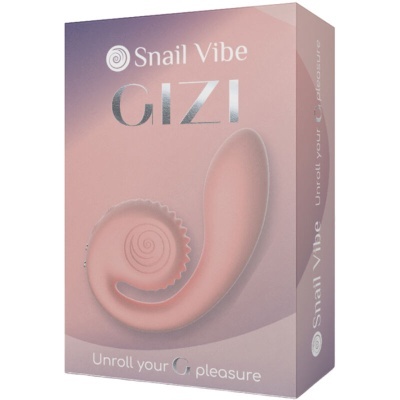 Embalagem rosa do Snail Vibe GIZI com ilustração do produto e texto Unroll your G pleasure