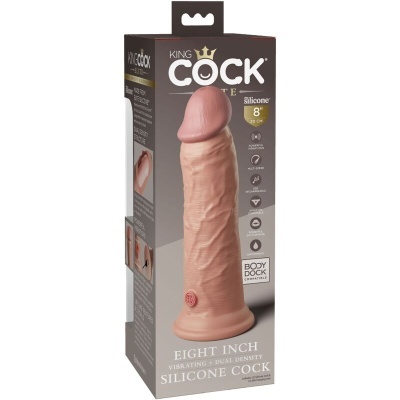 Embalagem preta e cinza de dildo de silicone realista King Cock 8 polegadas.