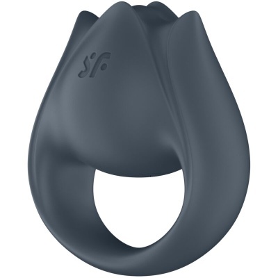 Anel cinzento escuro de silicone com design em forma de flor