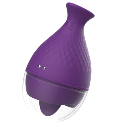 Vaporizador portátil roxo com textura geométrica e base transparente