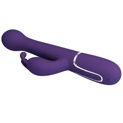 Vibrador roxo ergonómico em silicone com painel de controle branco