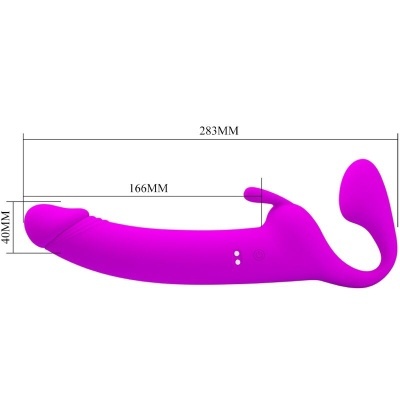 Vibrador rosa em silicone com dimensões e forma anatómica
