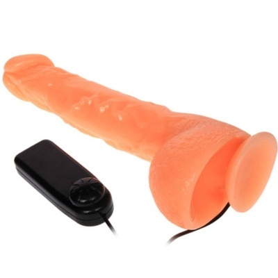 Dildo cor de pele com ventosa e comando preto