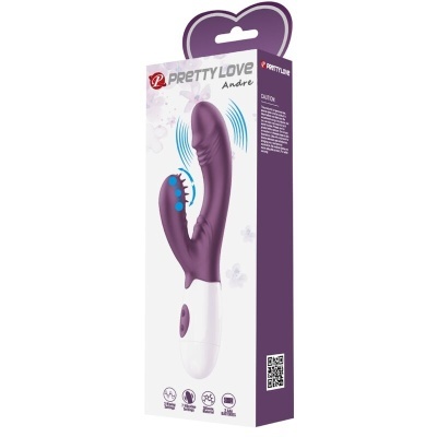 Caixa de vibrador roxo e branco Pretty Love Andre com design moderno