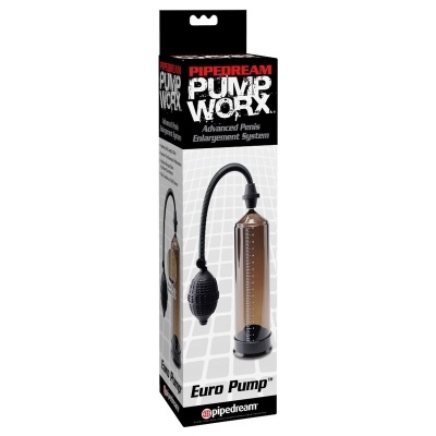 Embalagem do sistema de aumento peniano Euro Pump da marca Pipedream PUMP WORX