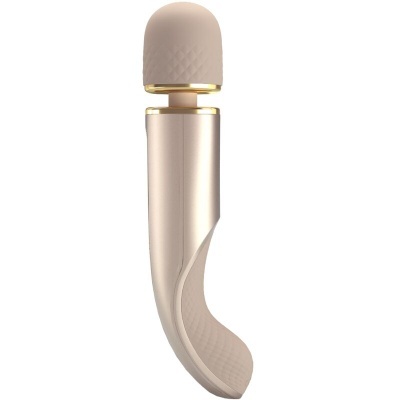 Vibrador champanhe com textura e acabamento dourado curvo