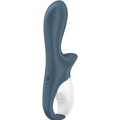 Vibrador azul com parte branca translúcida e textura lisa