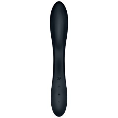 vibrador preto de silicone com botões de controlo
