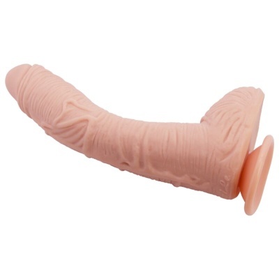 Dildo cor pele com ventosa e texturas realistas