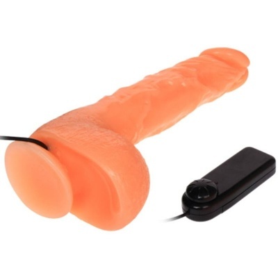 Vibrador salmão com ventosa e comando remoto preto