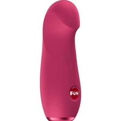 Vibrador de silicone rosa com botão vermelho FUN