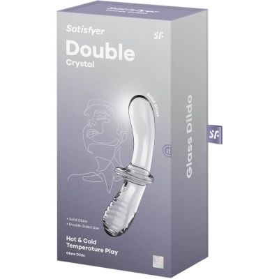 Embalagem de dildo de vidro Satisfyer Double Crystal cinza