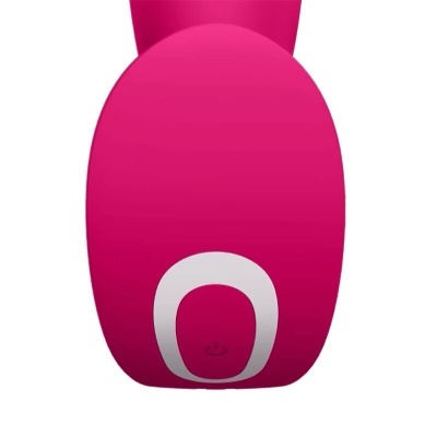 Dispositivo eletrônico rosa com botão de power cinza