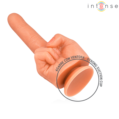 Dedo médio de silicone com ventosa e texto explicativo