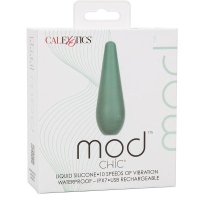 Produto mod chic em silicone líquido verde pastel com embalagem branca da CalExotics