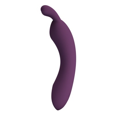 Vibrador roxo curvo de silicone com textura lisa