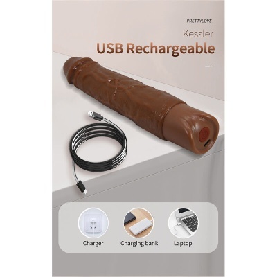 Vibrador USB recarregável castanho com cabo USB