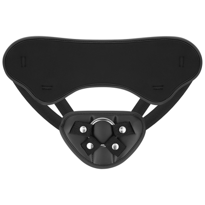 Arnês preto ajustável com fivela de metal