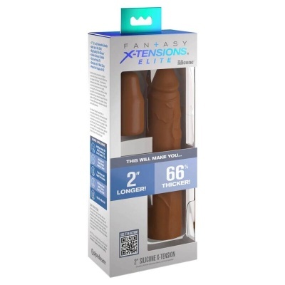 Embalagem de Fantasy X-Tensions Elite silicone castanho com texto